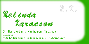 melinda karacson business card