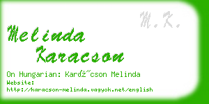 melinda karacson business card